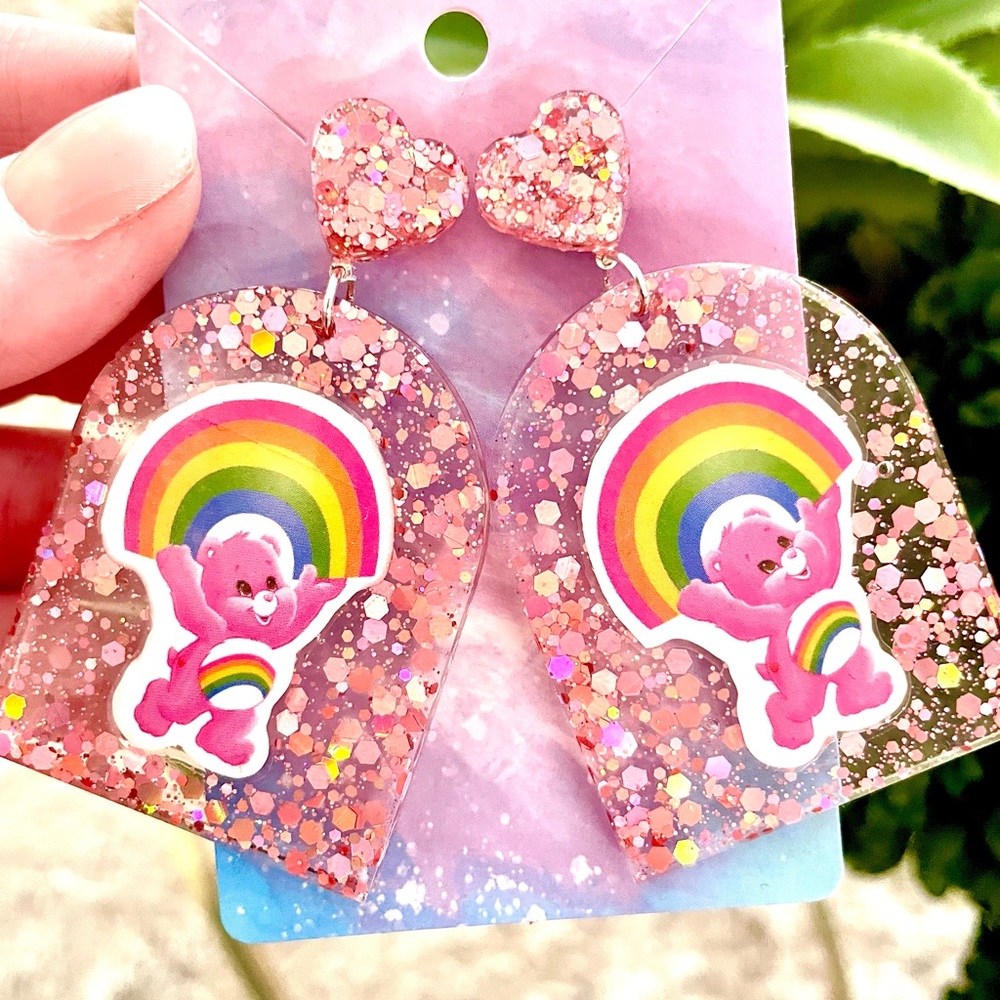 Care Bear Acrylic Rainbow Earrings